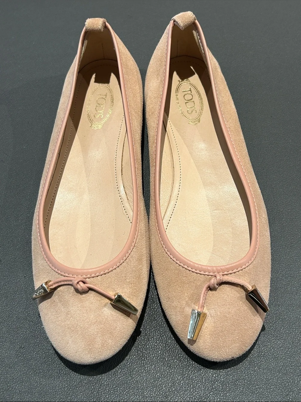 Tod's Pink Suede Ballet Flats